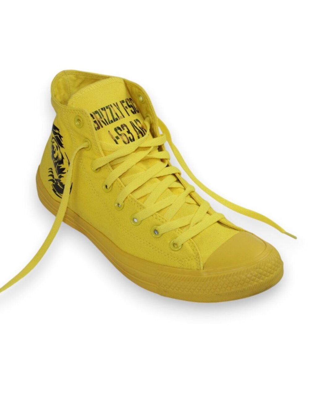 Converse All Star Chuck Taylor Aurora Yellow Custom Canvas Lace Up High Tops - Picture 4 of 12